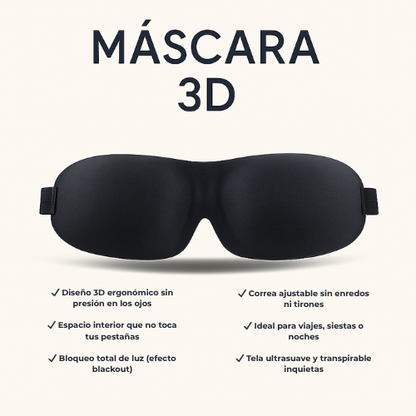 Mascarilla 3D profesional + Tapones de oído ultra confort + Ebook Gratis ✅